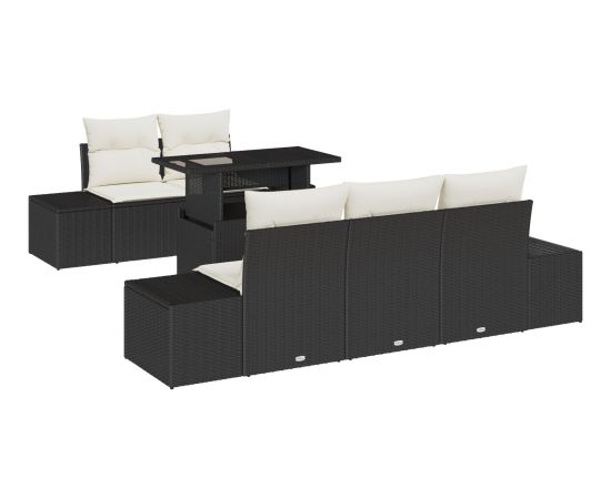 vidaXL Zestaw 6-elementowy sof ogrodowych z poduszkami Czarny Polirattan Dārza mēbeļu komplekti