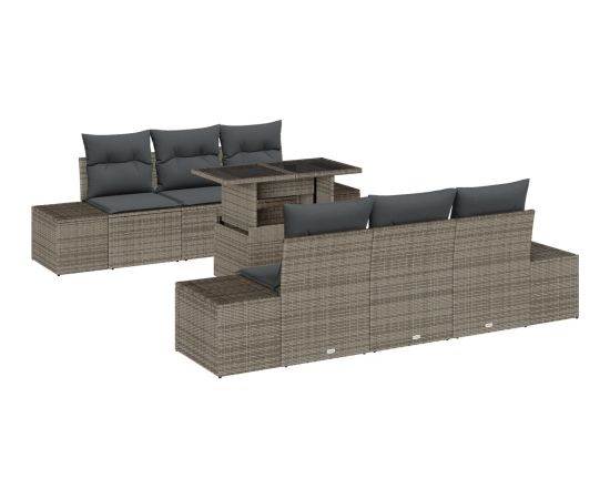 vidaXL 7-częściowy zestaw sof ogrodowych z poduszkami Szary Polirattan Dārza mēbeļu komplekti