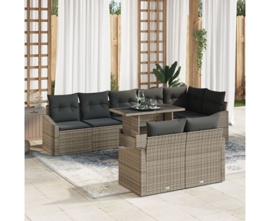 vidaXL 9 Częściowy Zestaw Sof Ogrodowych z Poduszkami Szary Polirattan Dārza mēbeļu komplekti