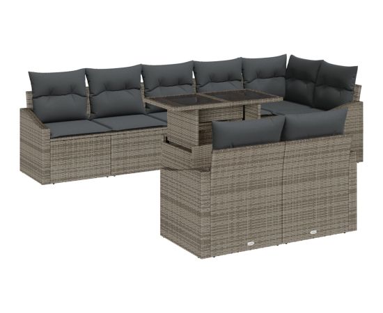 vidaXL 9 Częściowy Zestaw Sof Ogrodowych z Poduszkami Szary Polirattan Dārza mēbeļu komplekti