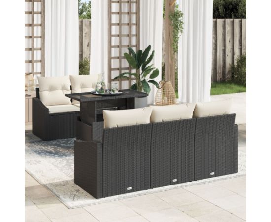 vidaXL 6-częściowy Zestaw Sof Ogrodowych z Poduszkami Czarny Polirattan Dārza mēbeļu komplekti