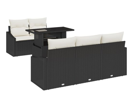 vidaXL 6-częściowy Zestaw Sof Ogrodowych z Poduszkami Czarny Polirattan Dārza mēbeļu komplekti