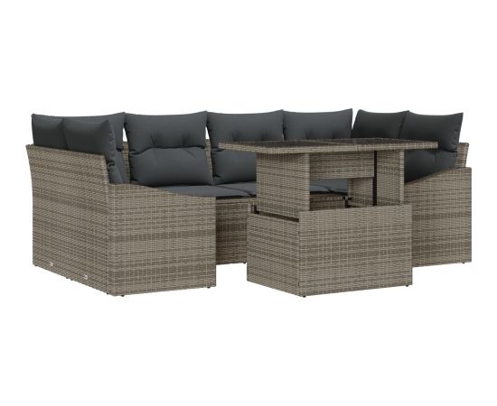 vidaXL 7 Częściowy Zestaw Sof Ogrodowych z Poduszkami Szary Polirattan Dārza mēbeļu komplekti