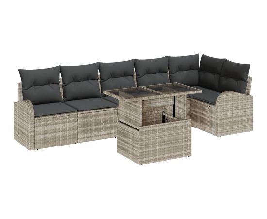 vidaXL Zestaw sofy ogrodowej  z poduszkami jasno szary polirattan Dārza mēbeļu komplekti