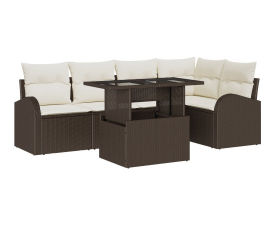 vidaXL Zestaw sof ogrodowych  z poduszkami, brązowy, polirattan Dārza mēbeļu komplekti