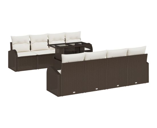 vidaXL 9-częściowy zestaw sof ogrodowych z poduszkami brązowy z polirattanu Dārza mēbeļu komplekti