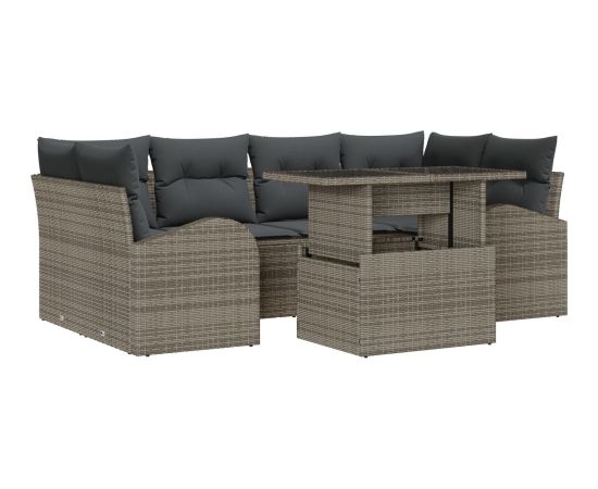 vidaXL 7-częściowy zestaw sof ogrodowych z poduszkami szary polirattan Dārza mēbeļu komplekti