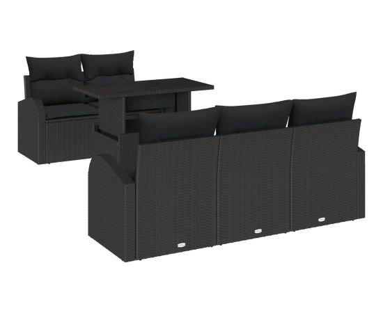 vidaXL 6-częściowy zestaw sof ogrodowych z poduszkami czarny polirattan Dārza mēbeļu komplekti