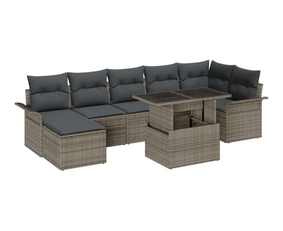 vidaXL 8-częściowy zestaw sofy ogrodowej  z poduszkami szary polyrattan Dārza mēbeļu komplekti