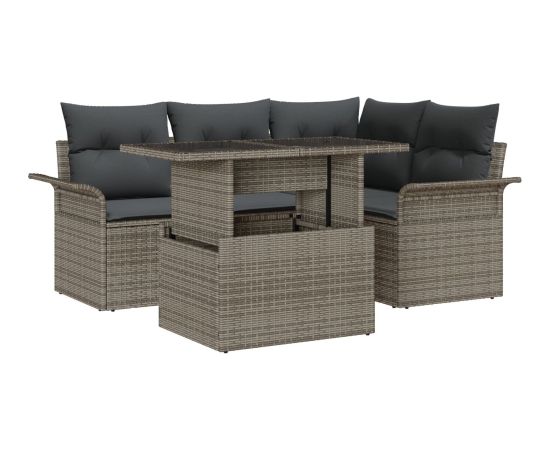 vidaXL 5 Częściowy Zestaw Sof Ogrodowych z Poduszkami Szary Polirattan Dārza mēbeļu komplekti