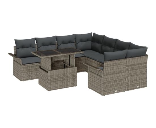 vidaXL 9-elementowy zestaw szarych sof ogrodowych Dārza mēbeļu komplekti