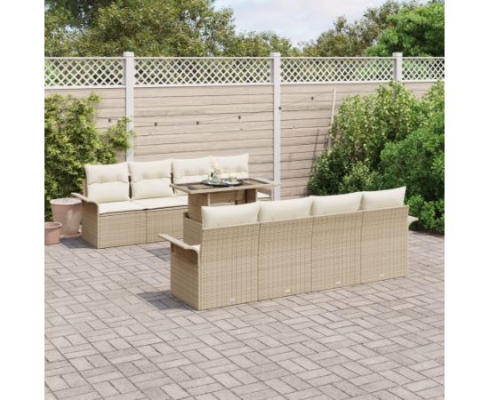 vidaXL 9-częściowy zestaw sof ogrodowych z poduszkami beżowy z poly ratanu Dārza mēbeļu komplekti