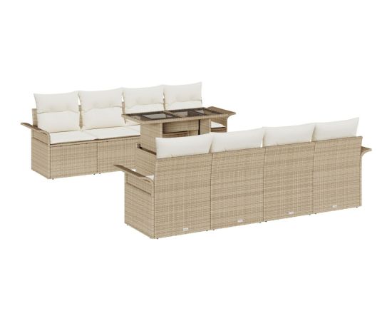 vidaXL 9-częściowy zestaw sof ogrodowych z poduszkami beżowy z poly ratanu Dārza mēbeļu komplekti