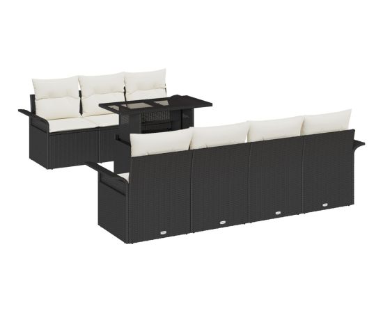 vidaXL 8 Częściowy Zestaw Sof Ogrodowych z Poduszkami Czarny Polirattan Dārza mēbeļu komplekti