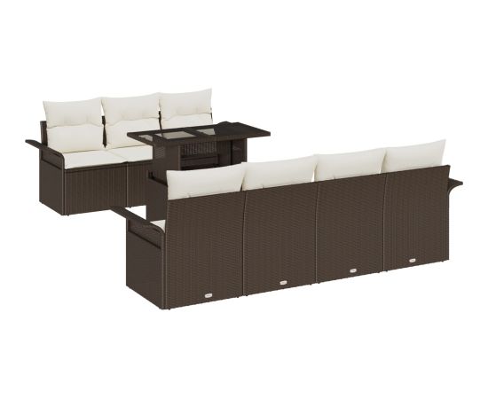 vidaXL Zestaw Sofy Ogrodowej 8 Części z Poduszkami Brązowy Polirattan Dārza mēbeļu komplekti