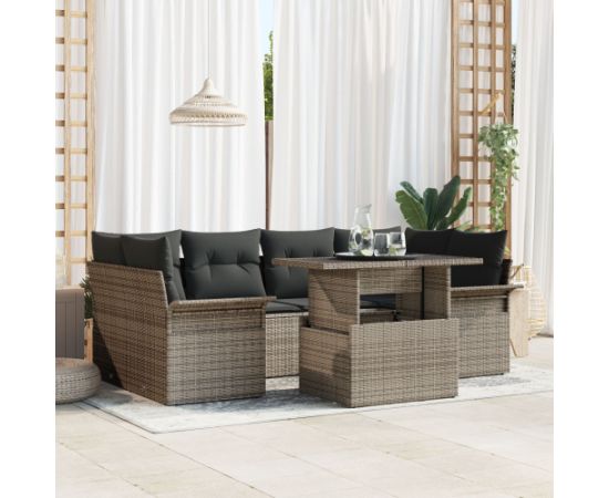 vidaXL 7-częściowy zestaw sof ogrodowych z poduszkami szary polirattan Dārza mēbeļu komplekti