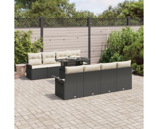 vidaXL 9-częściowy zestaw sof ogrodowych z poduszkami czarny rattan polietylenowy Dārza mēbeļu komplekti