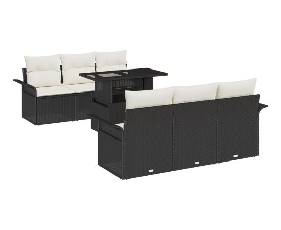 vidaXL Zestaw 7 sof ogrodowych z poduszkami Czarny Polirattan Dārza mēbeļu komplekti