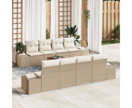 vidaXL Zestaw Sofowy Ogrodowy  9-elementowy z Poduszkami Beżowy Polirattan Akacja Dārza mēbeļu komplekti