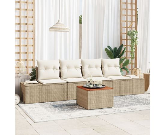 vidaXL Zestaw 5 Częściowych Sof Ogrodowych z Poduszkami Beżowy Polirattan Akacja Dārza mēbeļu komplekti