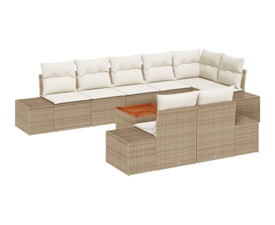 vidaXL Zestaw sof ogrodowych  9 części z poduszkami beżowy polirattan akacja Dārza mēbeļu komplekti