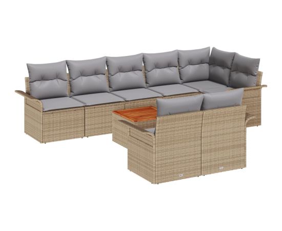 vidaXL 9-częściowy Zestaw Sof Ogrodowych z Poduszkami Beżowy Polyrattan Akacja Dārza mēbeļu komplekti