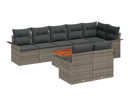 vidaXL Zestaw sof ogrodowych 9 elementów z poduszkami szary polirattan akacjowy Dārza mēbeļu komplekti