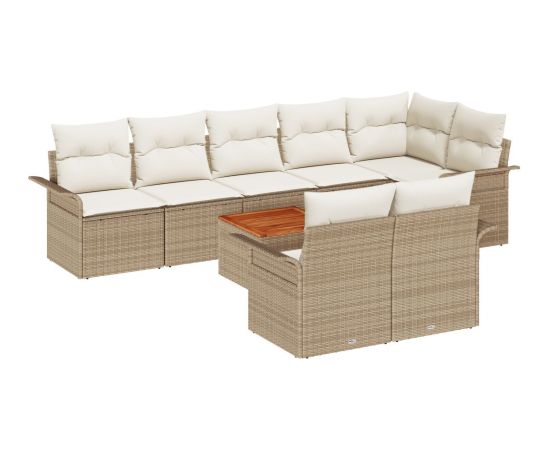 vidaXL 9-częściowy zestaw sof ogrodowych z poduszkami  Beżowy Polirattan Akacja Dārza mēbeļu komplekti