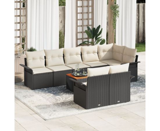 vidaXL 9-częściowy zestaw sof ogrodowych z poduszkami czarny polirattan akacja Dārza mēbeļu komplekti