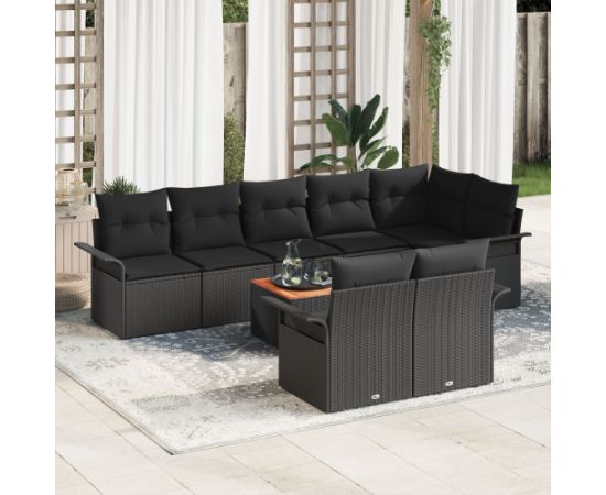vidaXL Zestaw sof ogrodowych  9 elementów z poduszkami czarny polirattan akacja Dārza mēbeļu komplekti