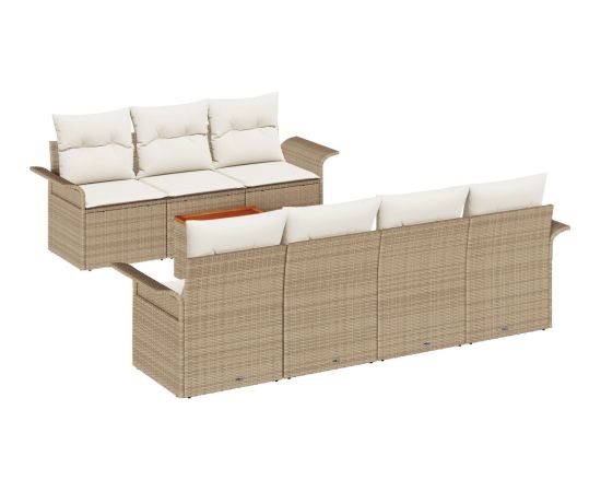 vidaXL 8-częściowy zestaw sof ogrodowych z poduszkami beżowy polirattan akacja Dārza mēbeļu komplekti