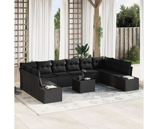 vidaXL Zestaw Sof Ogrodowych  11 elementów z Poduszkami Beżowy Polirattan Dārza mēbeļu komplekti