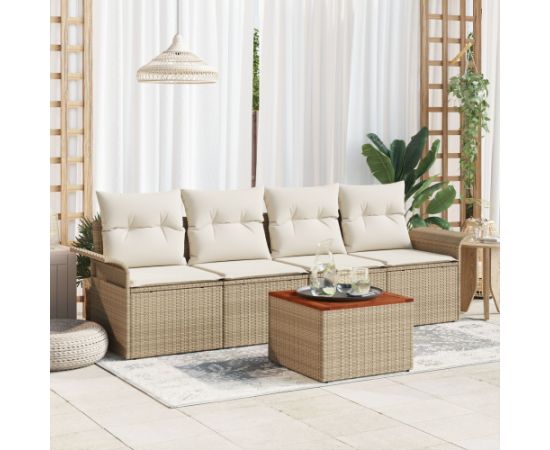 vidaXL Zestaw Sofowy do Ogrodu  5 Elementowy z Poduszkami Beżowy Dārza mēbeļu komplekti