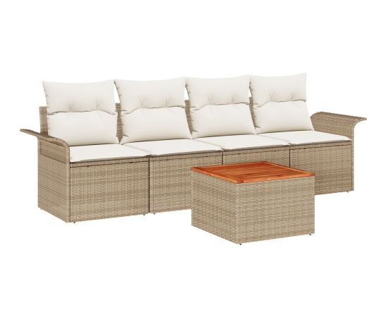 vidaXL Zestaw Sofowy do Ogrodu  5 Elementowy z Poduszkami Beżowy Dārza mēbeļu komplekti