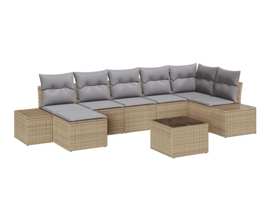 vidaXL 8-częściowy zestaw ogrodowy z poduszkami czarny polirattan Dārza mēbeļu komplekti