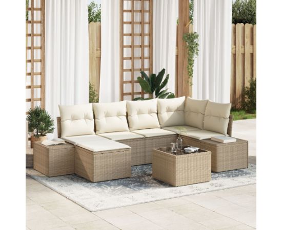 vidaXL 7 Elementowy Zestaw Sofy Ogrodowej z Poduszkami w Brązowym Polirattanie Dārza mēbeļu komplekti