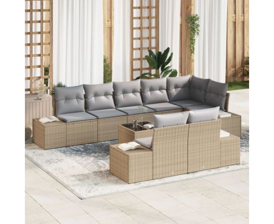 vidaXL Zestaw sof ogrodowych  9-elementowy z poduszkami czarny polirattan Dārza mēbeļu komplekti