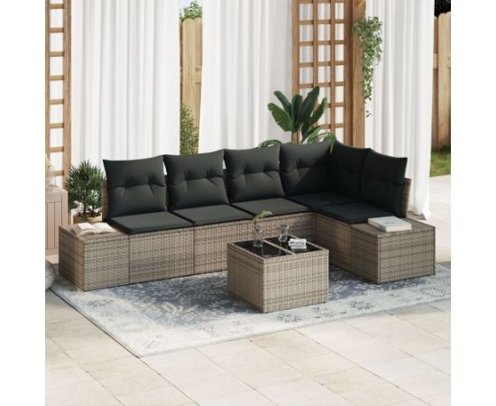 vidaXL Zestaw 5-częściowych sof ogrodowych z poduszkami czarny polirattan Dārza mēbeļu komplekti