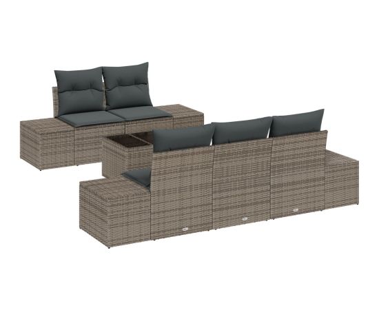 vidaXL Zestaw sof ogrodowych  6-częściowy z poduszkami szary polirattan Dārza mēbeļu komplekti