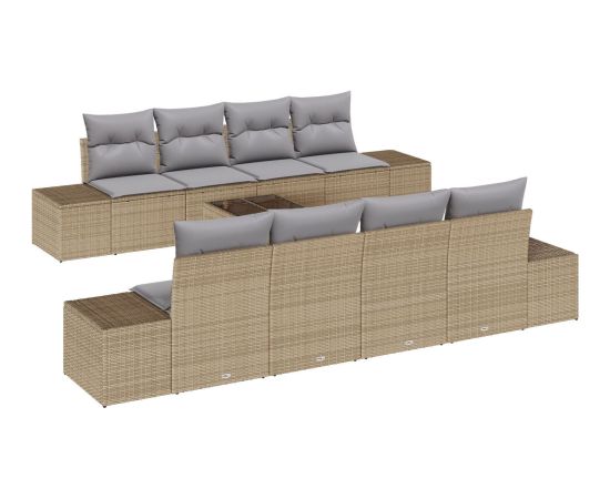 vidaXL 9-częściowy Zestaw Sof Ogrodowych z Poduszkami Beżowymi Polirattan Dārza mēbeļu komplekti