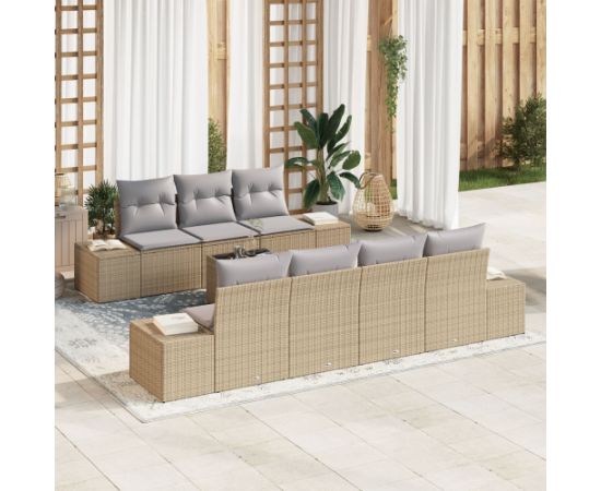 vidaXL 8 Częściowy Zestaw Sof Ogrodowych z Poduszkami Beżowy Polirattan Dārza mēbeļu komplekti