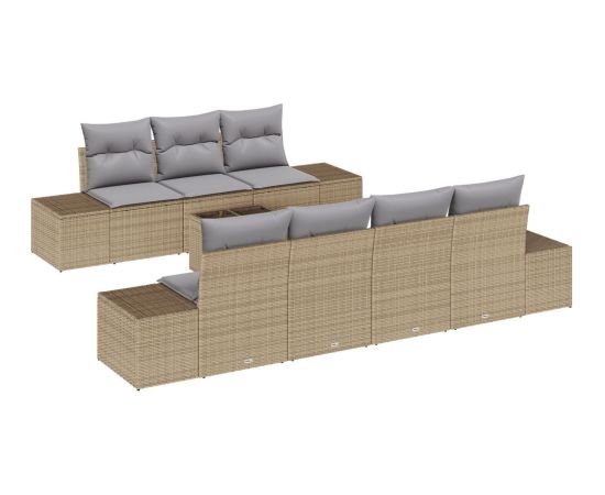 vidaXL 8 Częściowy Zestaw Sof Ogrodowych z Poduszkami Beżowy Polirattan Dārza mēbeļu komplekti