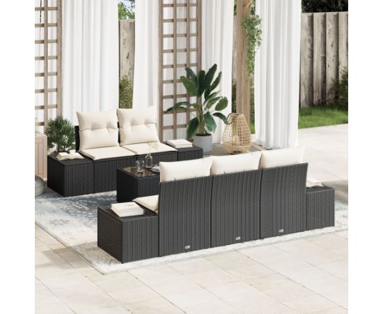 vidaXL Zestaw sofy ogrodowej  z poduszkami czarny polirattan Dārza mēbeļu komplekti