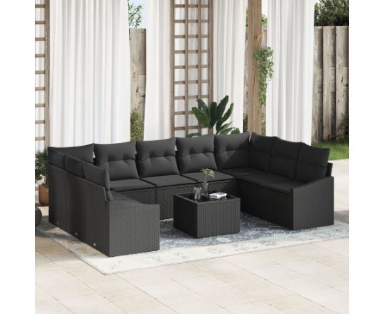 vidaXL Zestaw sof ogrodowych  w 10 częściach z poduszkami w kolorze beżowym polirattan Dārza mēbeļu komplekti