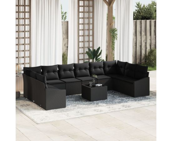 vidaXL 11 Elementowy Zestaw Sof Ogrodowych z Poduszkami Beżowy Polirattan Dārza mēbeļu komplekti