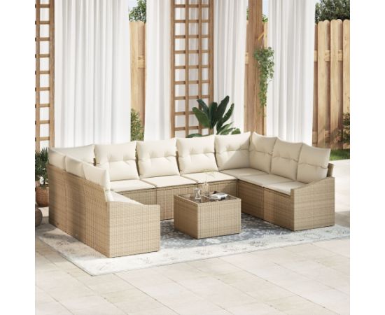 vidaXL Zestaw sof ogrodowych  w 10 częściach z poduszkami w brązie z polirattanu Dārza mēbeļu komplekti