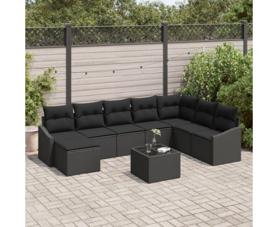 vidaXL 9-częściowy zestaw sof ogrodowych z poduszkami beżowy polirattan Dārza mēbeļu komplekti