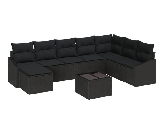 vidaXL 9-częściowy zestaw sof ogrodowych z poduszkami beżowy polirattan Dārza mēbeļu komplekti