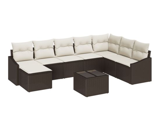 vidaXL 8-częściowy zestaw sofa ogrodowa z poduszkami szary polirattan Dārza mēbeļu komplekti