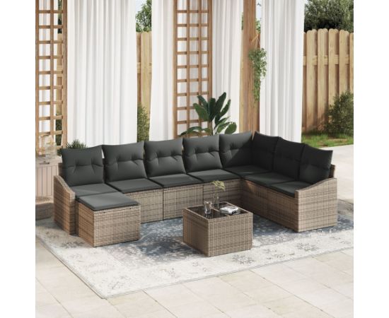 vidaXL 8-częściowy zestaw sof ogrodowych z poduszkami czarnym poli rattanem Dārza mēbeļu komplekti